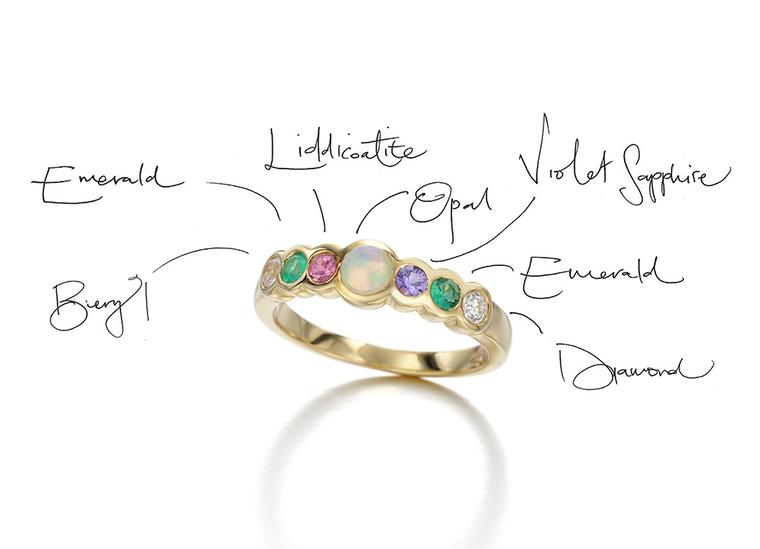 Jessica McCormack's Love Letters collection derives from Victorian-era acrostic rings - engagement rings that spelled out hidden messages in coloured gemstones, each of which represented a letter of the alphabet.