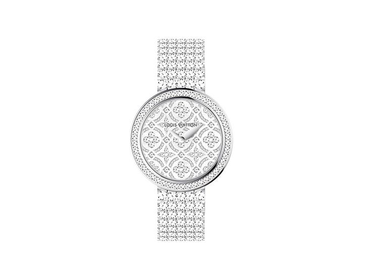 Louis Vuitton Dentelle de Monogram watch with a diamond-set dial and bezel and an all-diamond ‘rivière’ bracelet