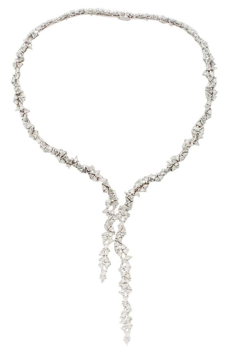This show-stopping diamond necklace from Monique Péan features an icy cascade of pear-shaped, rose-cut diamonds.