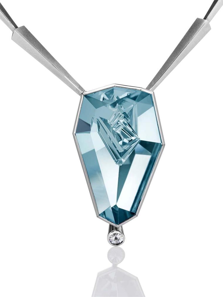 Atelier Munsteiner necklace featuring an aquamarine with a brilliant-cut Spirit diamond.