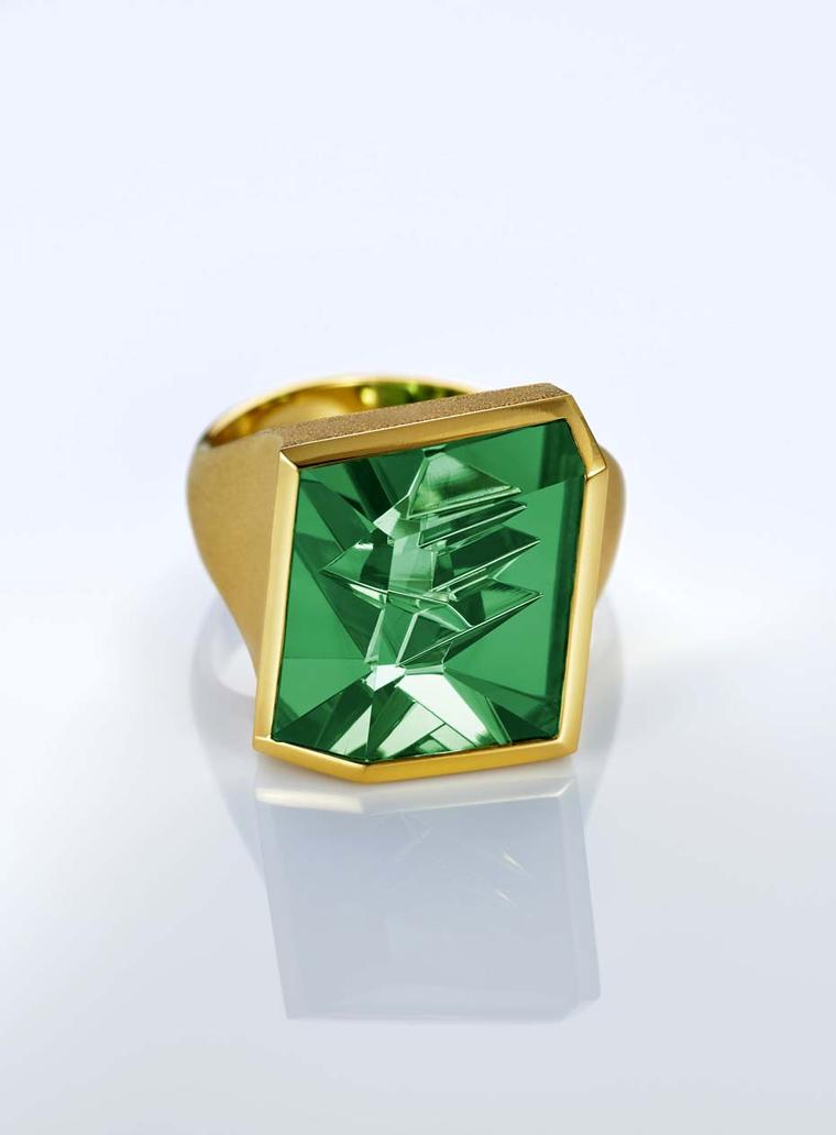Atelier Munsteiner ring with a green tourmaline set in gold.