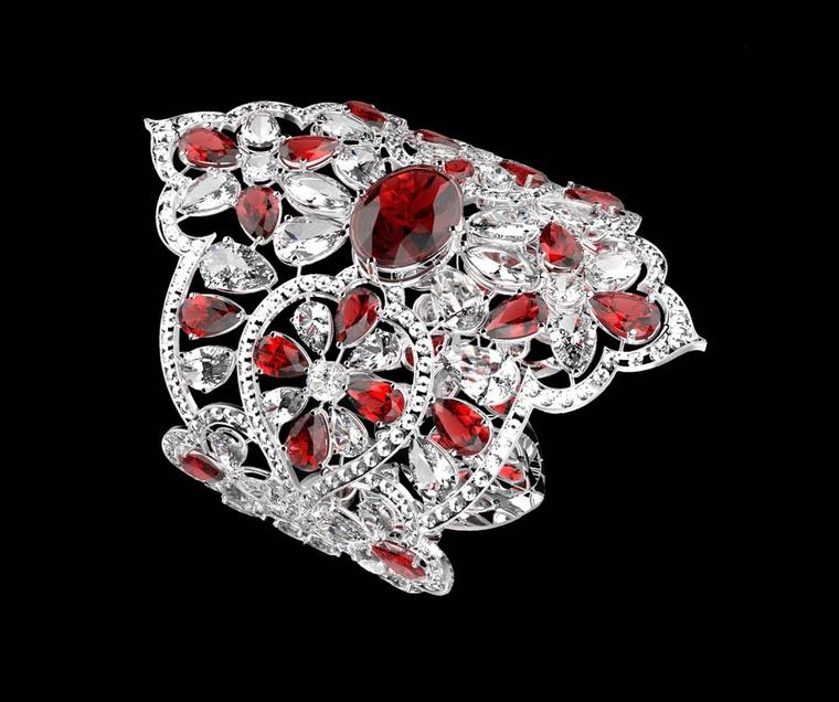 Orlov's €4 million diamond and ruby bracelet featuring a central 12.00ct oval ruby as well as an intricate openwork lace design set with fancy-cut diamonds and Burmese rubies.