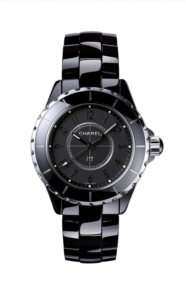 Chanel's J12 Intense Black watch in high-tech black ceramic is fitted with a high-precision quartz movement