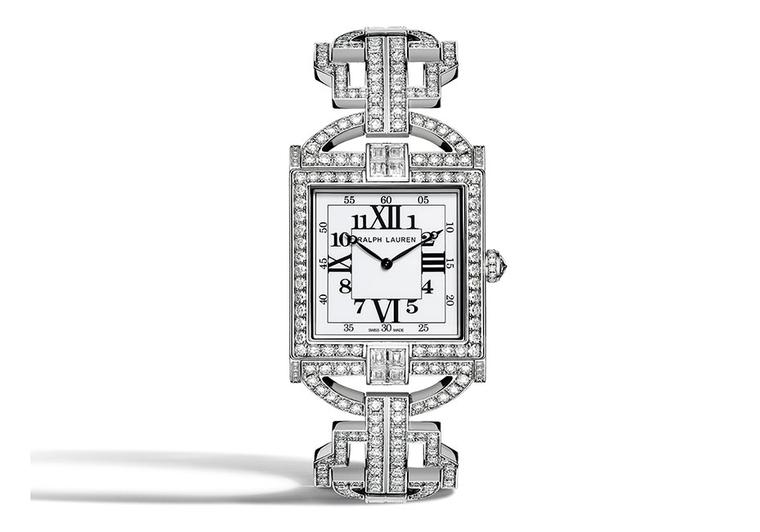 The off-white lacquered dial of the RL 867 Diamond Timepiece juxtaposes Roman and Arabic numerals