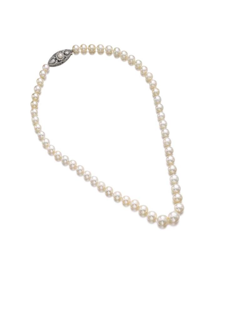 This natural pearl and diamond necklace sold for more than eight times its estimate at Sotheby's Geneva, fetching nearly $3m.