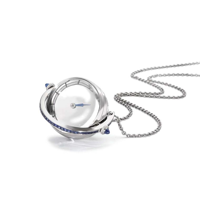 The platinum Struthers London Stella pendant watch featuring sapphires and diamonds won the prestigious Lonmin Design Innovation Award.