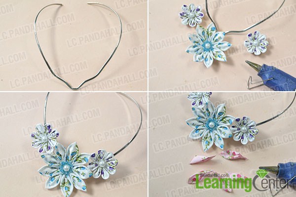 make the other part of the handmade ribbon flower collar necklace