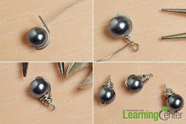 Make three pearl bead pendants