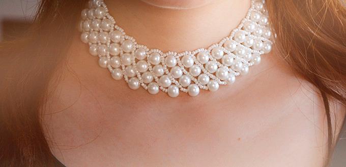 Pearl Jewelry Design - How to Make a Handmade White Pearl Bead Statement Necklace