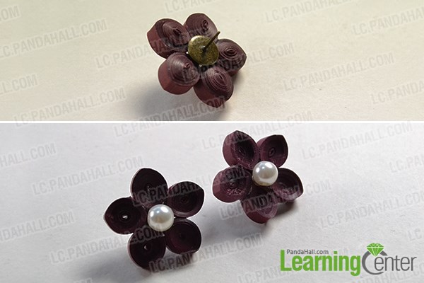 Finish the quilling paper flower ear stud