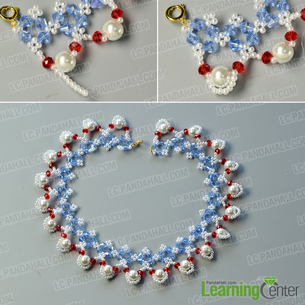 finish this flower glass beads necklace
