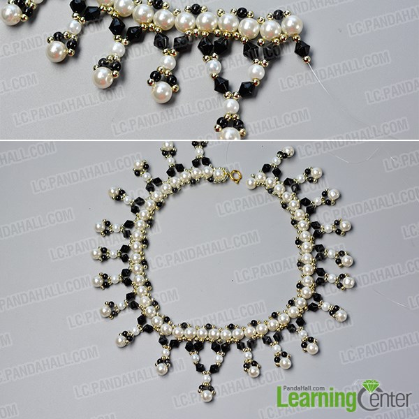 Make the fifth part of the black and white pearl necklace