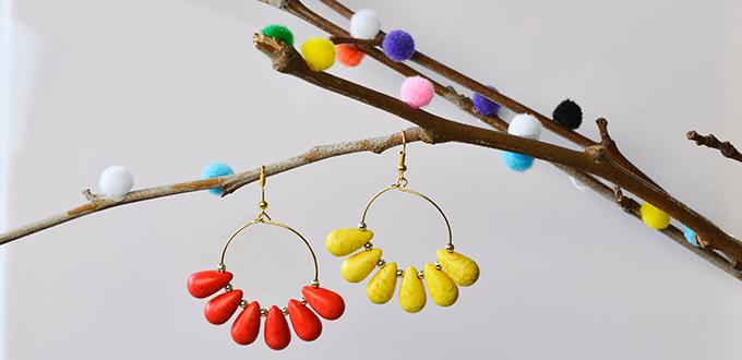Pandahall Easy Project- How to Make Simple Hoop Earrings with Drop Turquoise Beads