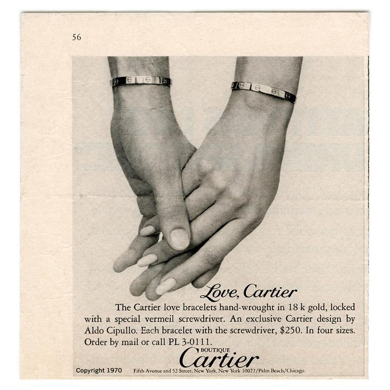 Cartier Love bracelet ad from 1970