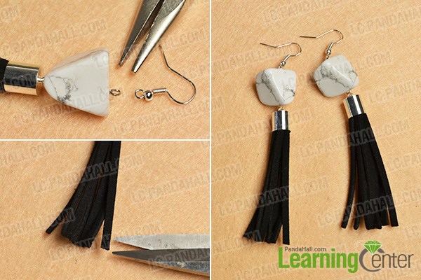 Complete the suede cord tassel earrings