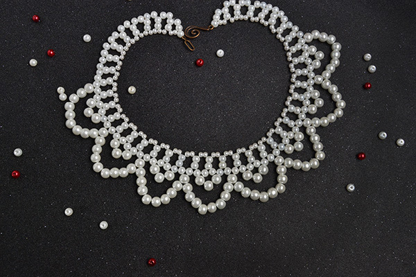 pearl bead flower choker necklace