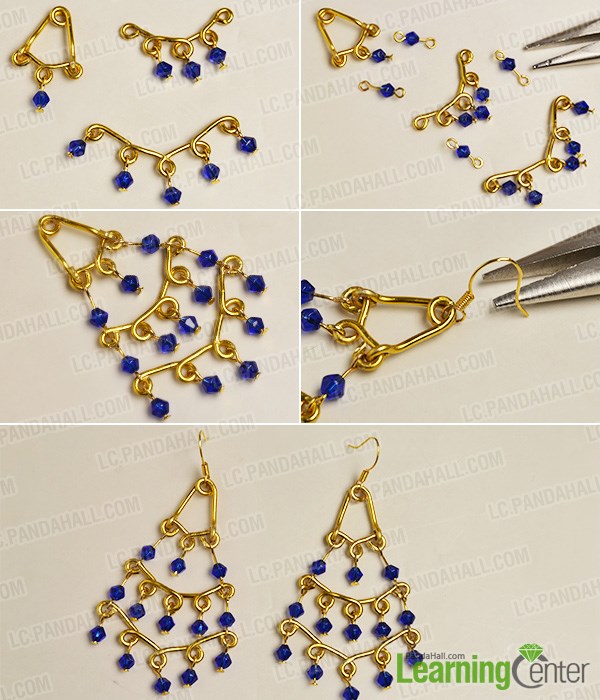 Complete the Christmas tree earrings by connecting all the patterns together