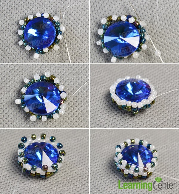 Add more seed beads to enclose the back rhinestone bead