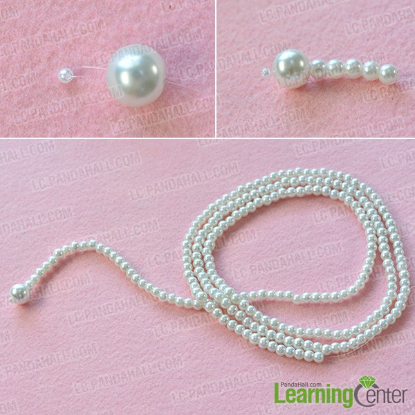 make the first part of the multi-strand white pearl necklace