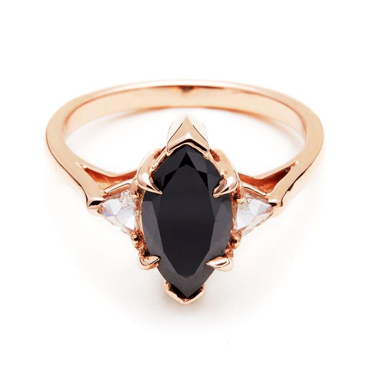 Anna Sheffield Marquise Bea black diamond engagement ring 