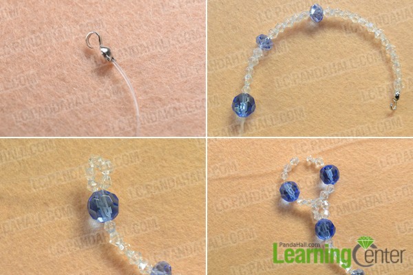 make the first part of the blue glass bead necklace