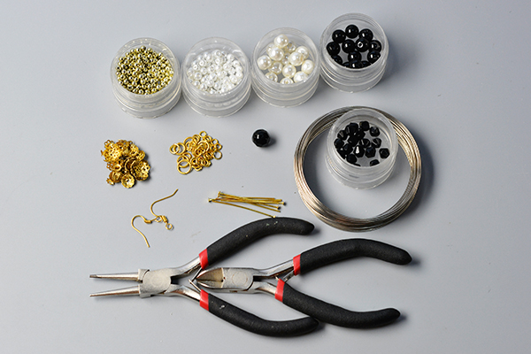 Supplies needed for the white pearl hoop earrings making:
