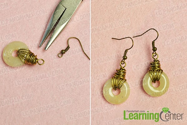 Finish the DIY gemstone earrings
