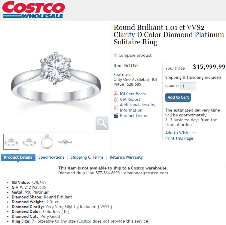 bad diamond choice in costco rings
