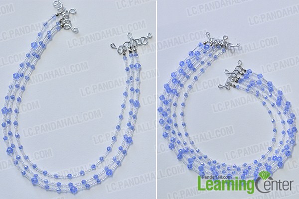 make the first part of the multi-strand blue glass bead necklace