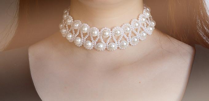 PandaHall Tutorial on How to Make Elegant Beaded Choker Necklace with White Pearl Beads