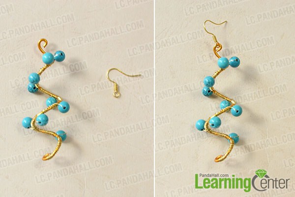 add turquoise beads and earring hooks