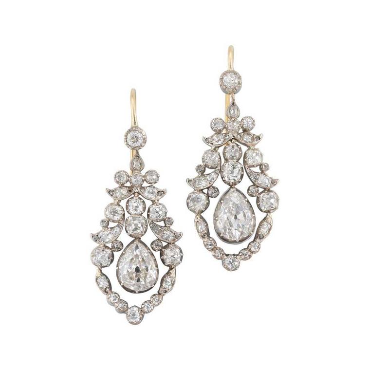 Bentley & Skinner Late Georgian diamond pendant earrings