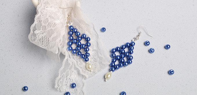 Pandahall Tutorial on How to Make Elegant Blue Pearl Beaded Drop Earrings