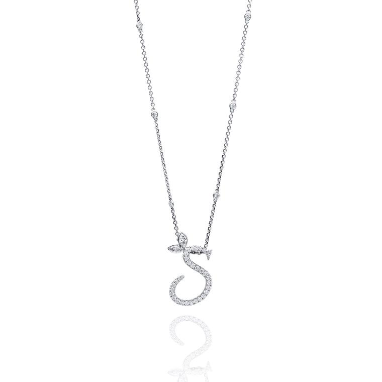 Boodles diamond letter pendant necklace