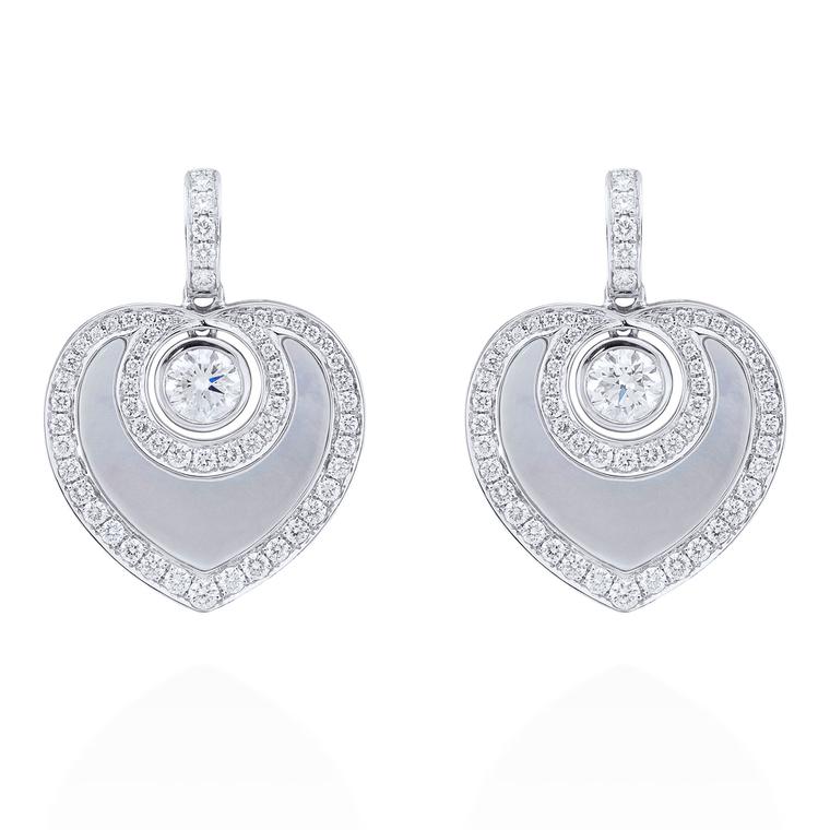 Boodles Sophie platinum, diamond and grey mother-of-pearl earrings