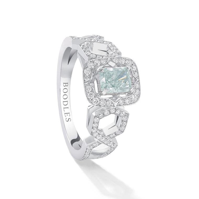 Boodles Finely Coloured Mosaic blue diamond ring