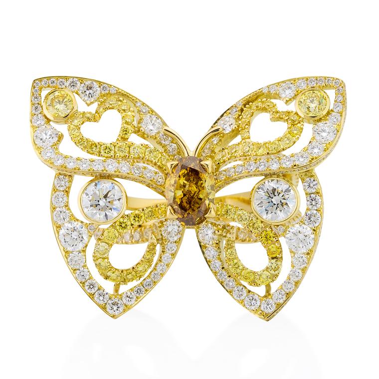 Boodles Papillon butterfly coloured diamond ring