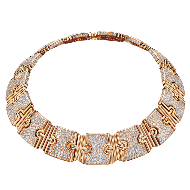 Bulgari Parentes gold necklace set with diamond pavé