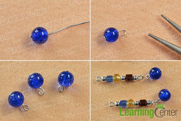 Make several blue crackle glass bead patterns