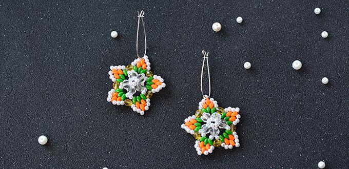 How to Make a Pair of Handmade 2-Hole Seed Bead and Pearl Bead Star Earrings