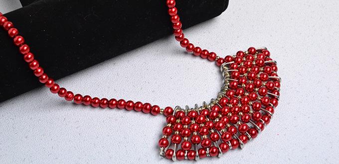 PandaHall DIY Project on How to Make Beaded Red Pearl Necklace for Christmas