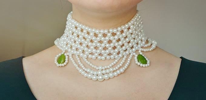 Pandahall Tutorial on How to Make Chic Pearl Bead Choker Necklace with Jade Beads