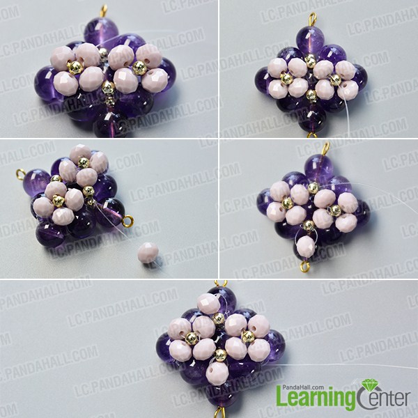 make the fourth part of the purple rhombus glass bead drop earrings
