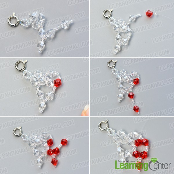 make the second part of the red and clear glass beaded necklace