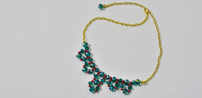 Free Tutorial on Making a Trendy Gold Chain and Green Glass Beaded Statement Necklace 