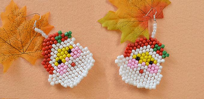 Earring Making Ideas--How to Make Cute Santa Claus Bead Stitch Earrings for Girls 