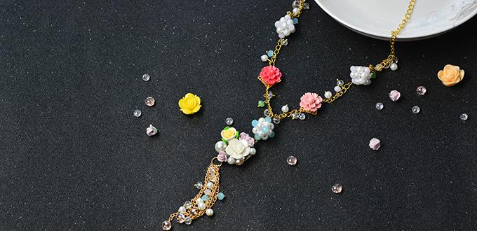 Pandahall Original DIY Project - How to Make a Handmade Flower Chain Necklace with Flower Tassels