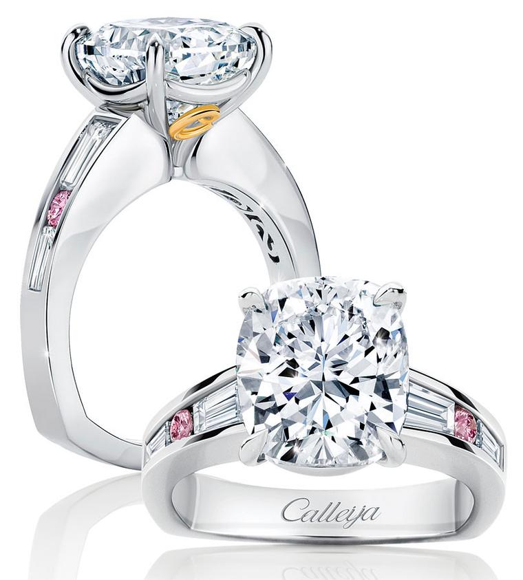 Calleija. French Rose. 18ct White Gold, Pink and White Diamond ring. Featuring 0.24ct Calleija. Round Brilliant Cut Australian Argyle Pink Diamond, and White Diamond shoulders. Price from £21,000.