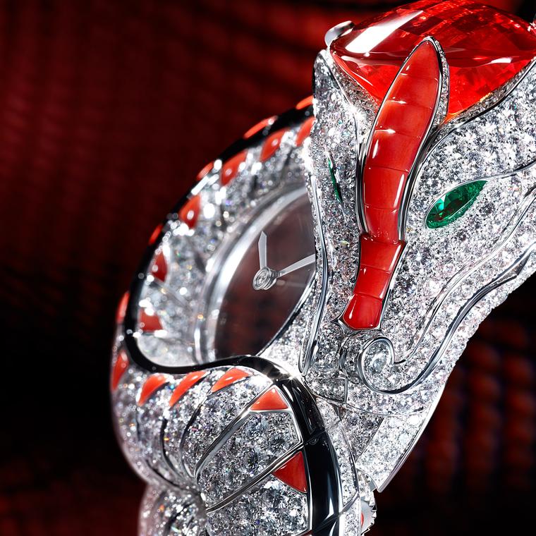 Cartier Dragon Mysterieux watch with diamond-set scales