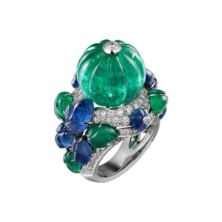 Cartier Étourdissant emerald, sapphire and diamond ring